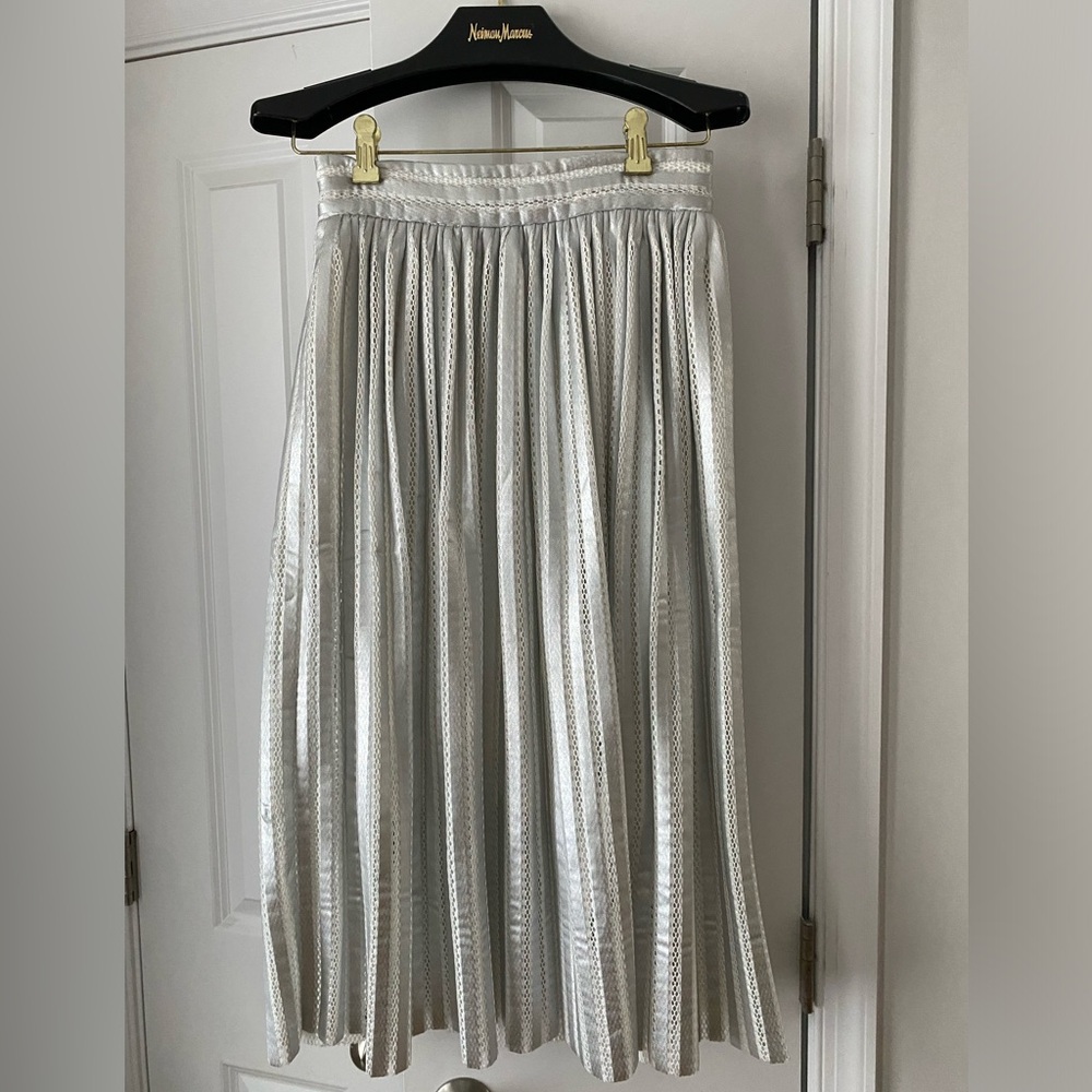 MAJE metallic midi skirt in silver and white size 2 (medium/6) NWT